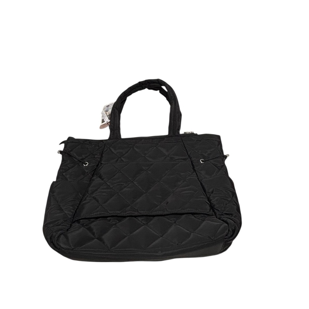 Sincerely Jules Large Black Puffy Quilted Nylon Travel Tote / Carry-On - Picture 3 of 11